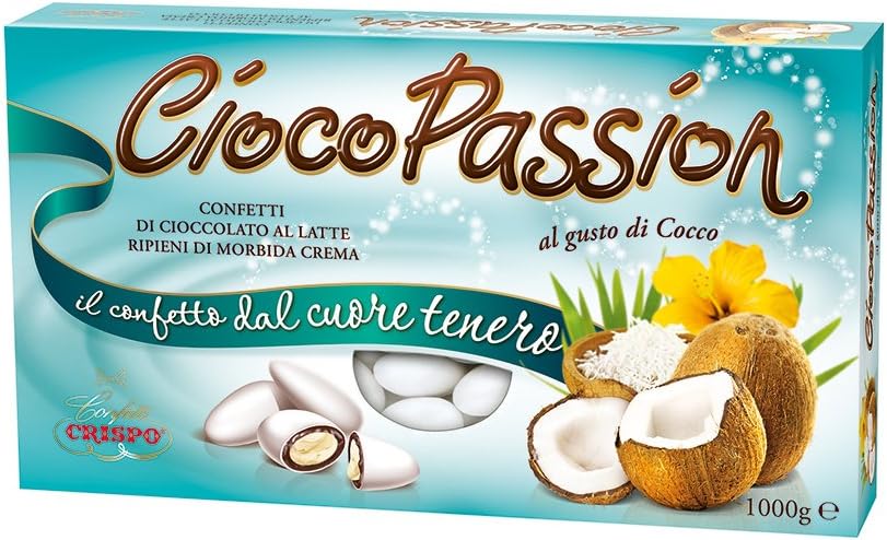 Crispo Confetti:"Ciocopassion" Coconut Taste Chocolate Dragees 1000g 35oz [ Italian Import ]