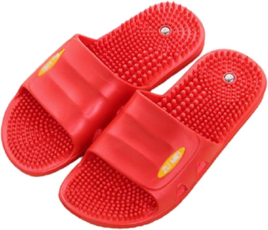 Massage Slippers for Men and Women,Magnetic Therapy Massage Shoes,Foot Reflex Zones Acupressure Massage,Reflexology Foot Massage Sandals (Size:EU 39,Color:Bright red)
