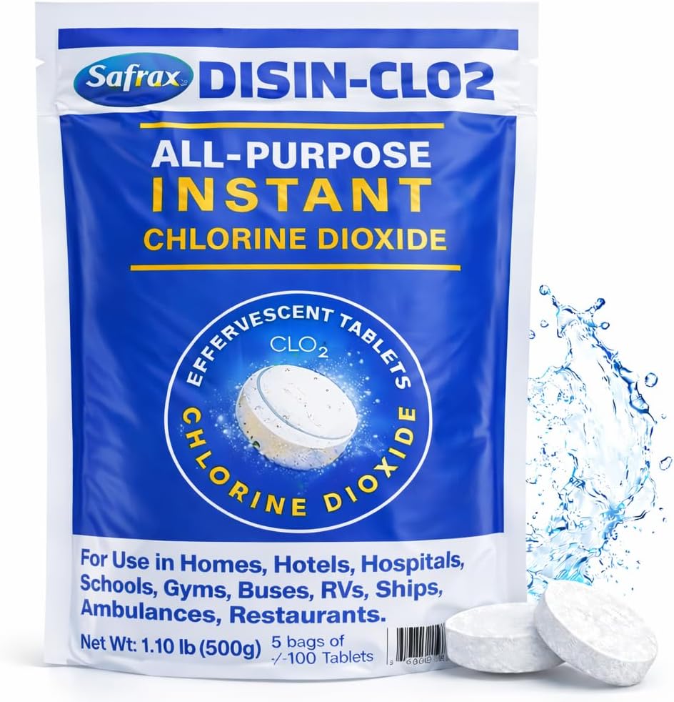DISIN-CLO2 Multi-Purpose Instant Chlorine Dioxide Tablets – Fast-Acting Cleaning & Deodorizing Tablets for Home, Kitchen & Travel – Freshness Booster for Surfaces, Water Containers & Everyday Use