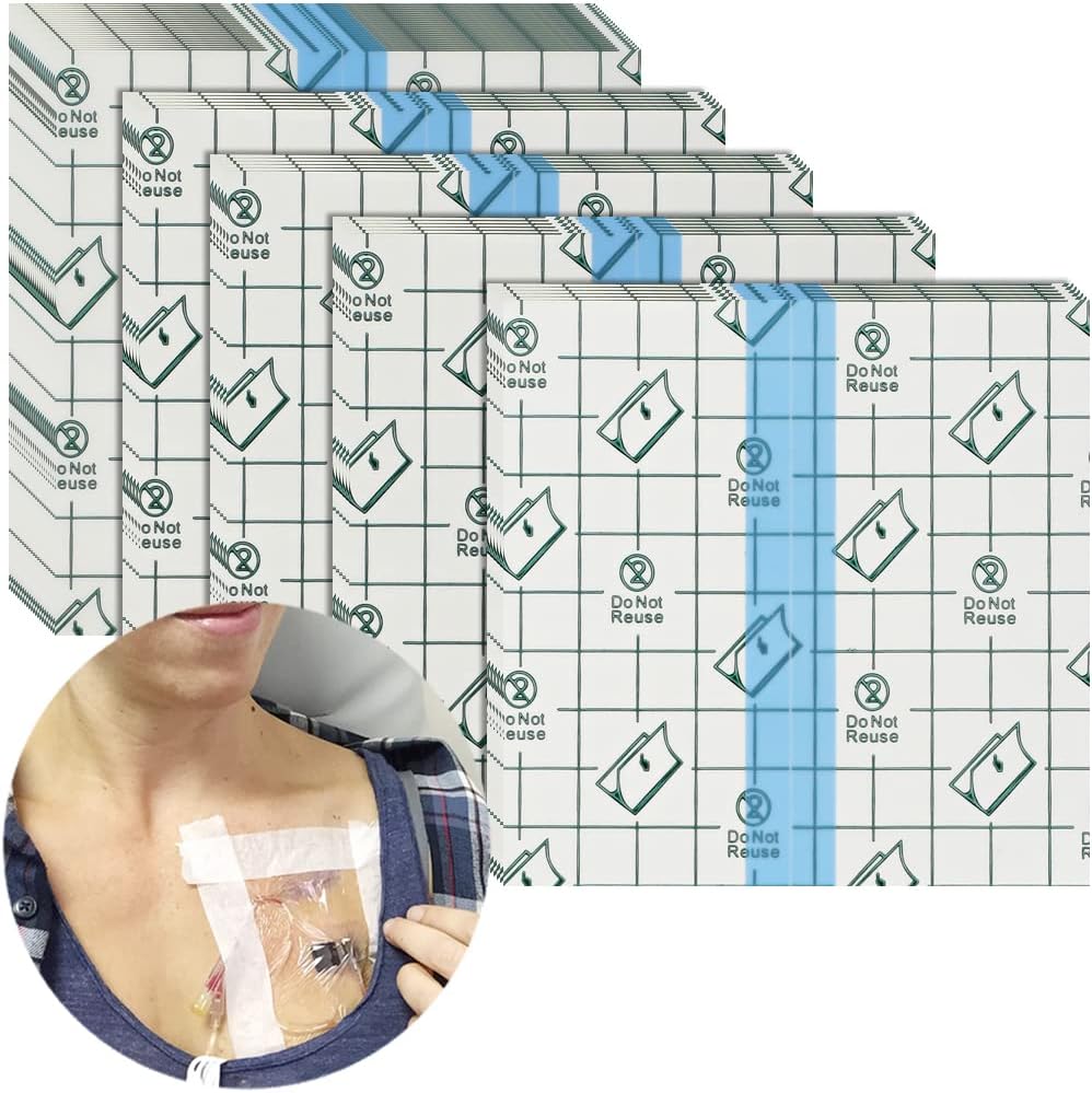Shower Protector Dialysis Catheter Shower Cover Large Coverage Shower Shields for Peritoneal Dialysis Port Accessories PD Chest Catheter PICC Line Feeding Tube Waterproof Bandage 8"x8"(Pack of 25)