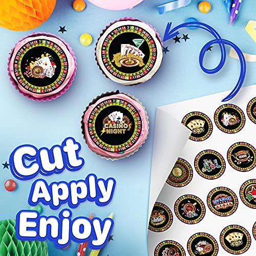 30 x Edible Cupcake Toppers Themed of Casino Collection of Edible Cake Decorations | Uncut Edible on Wafer Sheet