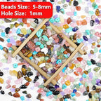 900pcs Natural Gemstone Chip Beads Bulk - Mixed Crystal Chips 5-8mm Pre-drilled for Jewelry Making DIY Crafts (0.55lb)