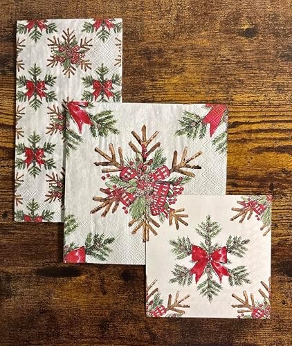 IHR Ideal Home Range Party Napkins Disposable 3-Ply Paper Lunch Napkin Pack, 6.5" x 6.5", Stars From Branches (Light Grey), 20-Count