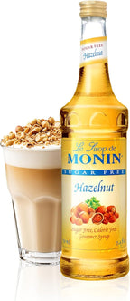 Monin - Sugar Free Hazelnut Syrup, Nutty Taste of Caramelized Hazelnut, Great for Mochas, Lattes, Smoothies, Shakes, and Cocktails, Non-GMO, Gluten-Free (750 ml)