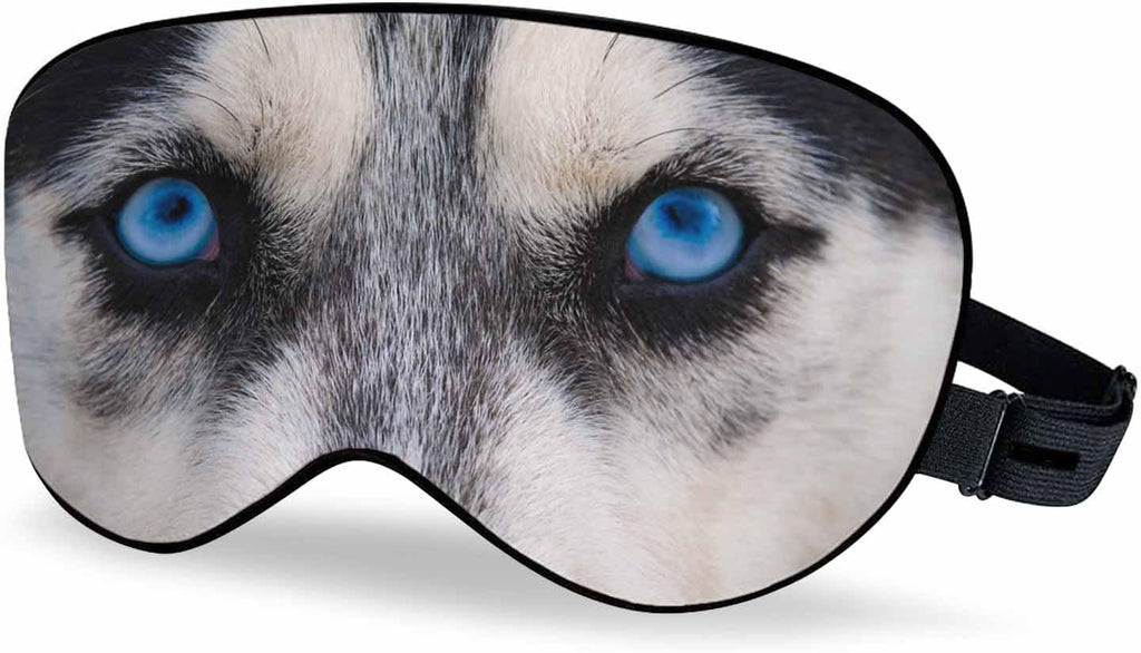Husky Sleep Eye Mask Blue Wolf Eyes Staring Angry Look Men Women Sleep Mask with Adjustable Strap Eye Cover Eye Shade for Travel, Nap,Meditation