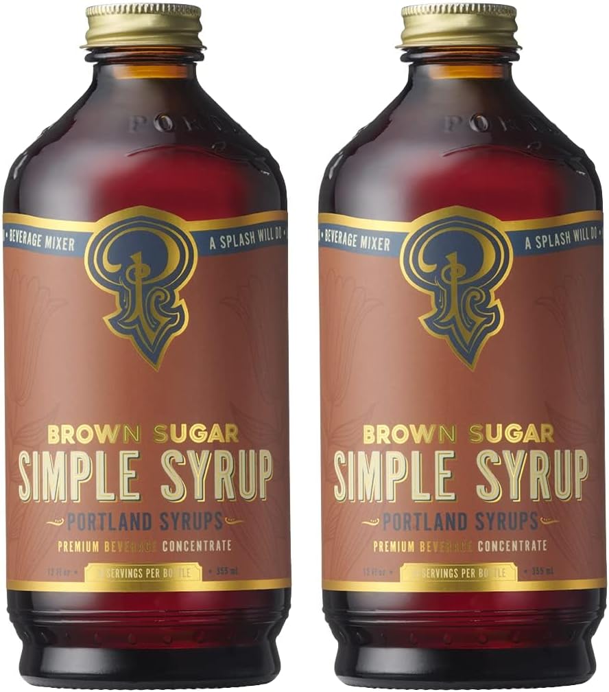 Portland Syrups Brown Sugar Simple Syrup - Drink Mix for Crafting Cocktails, Sugar Syrup for Drinks, Simple Syrup for Coffee, Mocktails, Baking, 12 oz, 24 Servings (Pack of 2)
