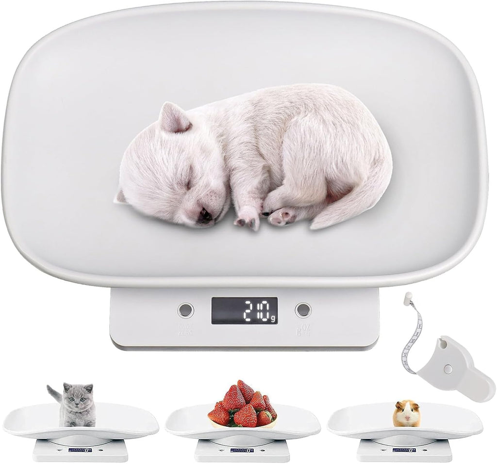 Digital Small Animals Scales for Weighing with Tape Measure, Puppy Whelping Scale Weigh Your Kitten, Rabbit with High Precision, Multifunction Electronic Baby Scales for Small Dogs Cats Crawl Pet
