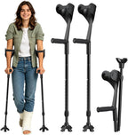 Forearm Crutches for Adults, Folding Ergonomic Elbow Crutches, Non-Slip Crutches for Walking, Crutches for Leg Injury, Surgery Recovery, Disabled Fits 5'3"–6'3", with Adjustable Strap, FUSHIDE