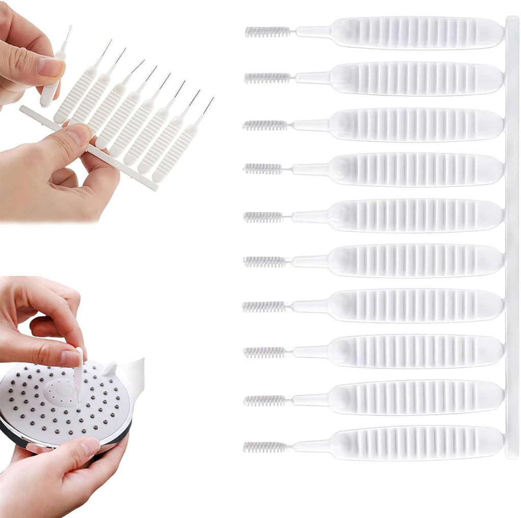 Shower Head Cleaning Brush Anti-Clogging Gap Cleaner Picks, Spiral Bristle Mineral Buildup Remover, Compact Multi-Purpose Cleaning Tool for Bathroom Kitchen Faucet Sink Vent(10 Pack)
