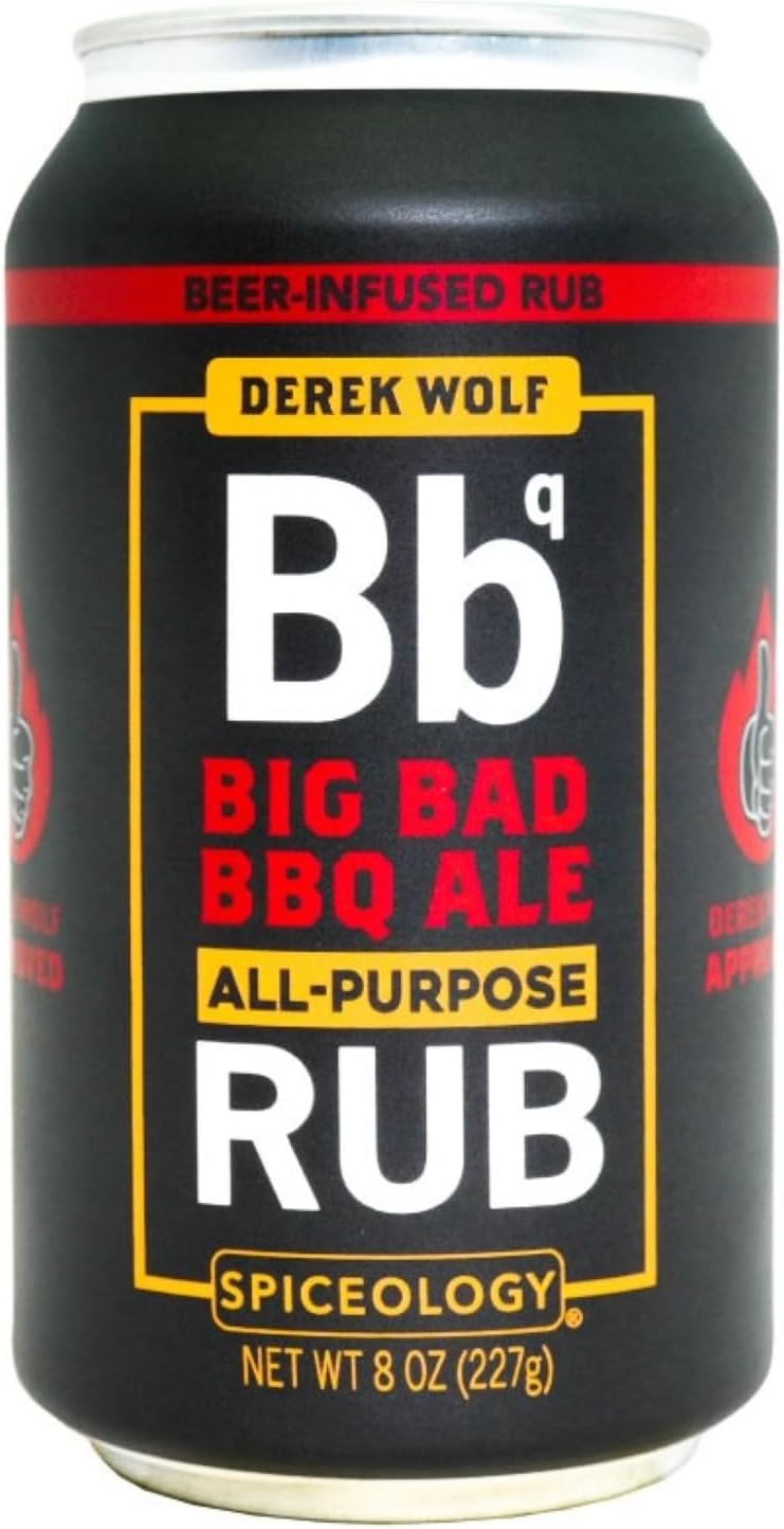 Spiceology & Derek Wolf - Big Bad BBQ Ale - Beer-Infused Barbecue Rubs, Spices and Seasonings - Use On: Beef, Chicken, Pork, Seafood, Vegetables, Marinades, or Sauces - 8 oz Can with Resealable Lid