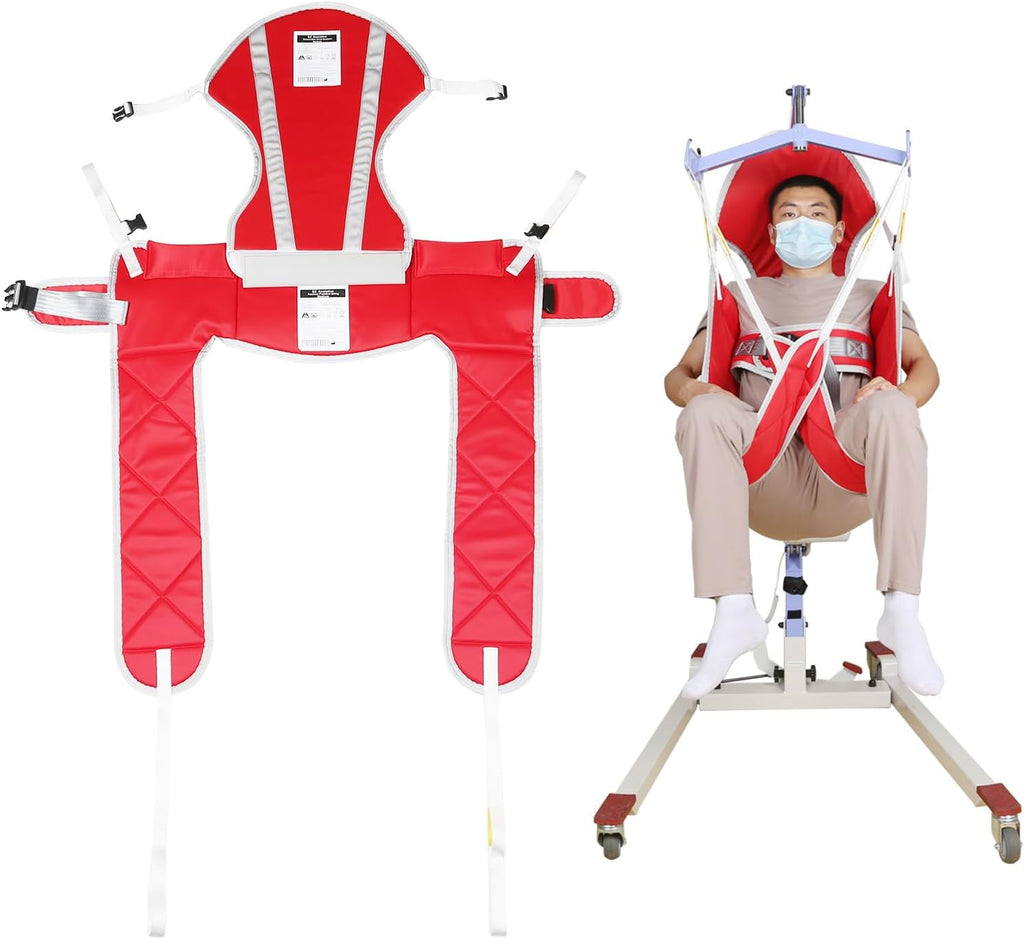 EZ Assistive Patient Lift Sling, Medical Commode Patient Lift Aid Transfer Sling for Elderly Shower Bath, Patient Lifts for Home use,Divided Toileting Sling, 500lbs (Large-Sling&Head Support)