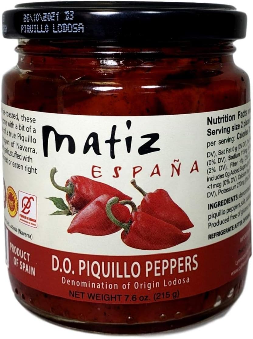 Matiz Espana Piquillo Peppers, Denomination of Origin Lodosa, 7.6 ounce (1 Jar)
