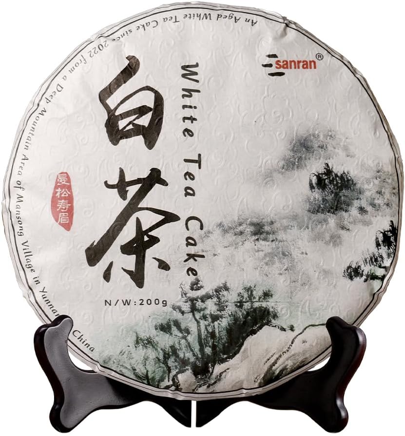 SANRAN White Tea Cake, Aged Shoumei White Tea, 2022yr, Yunnan Shou Mei Bai Cha, 7.05oz