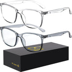 Blue-Light Blocking Glasses Computer Reading/Gaming/TV/Phones Glasses Fashion Anti Eyestrain Glasses for Women Men（A4 Gray + Transparent）