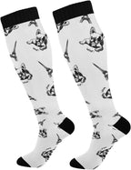Wusikd Heartbeat Symbol Compression Socks for Women and Men Circulation Black Long Socks for Athletic Running 1