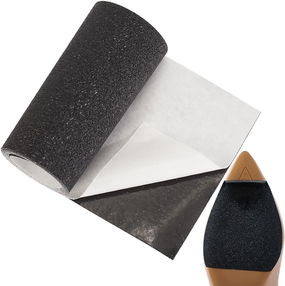 CRASPIRE 39.37 x 4 Inch Shoe Sole Protector Roll Shoe Sole Adhesive Tape Black Non Slip Self Adhesive Texture Lattice Bottom Shoe Cover Pads Stickers for High Heels Shoes Outdoors Protector