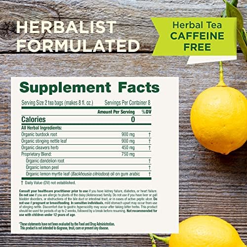 Traditional Medicinals Tea, Organic Everyday Detox Lemon, Supports Healthy Skin & Liver Function, Detox, 16 Tea Bags