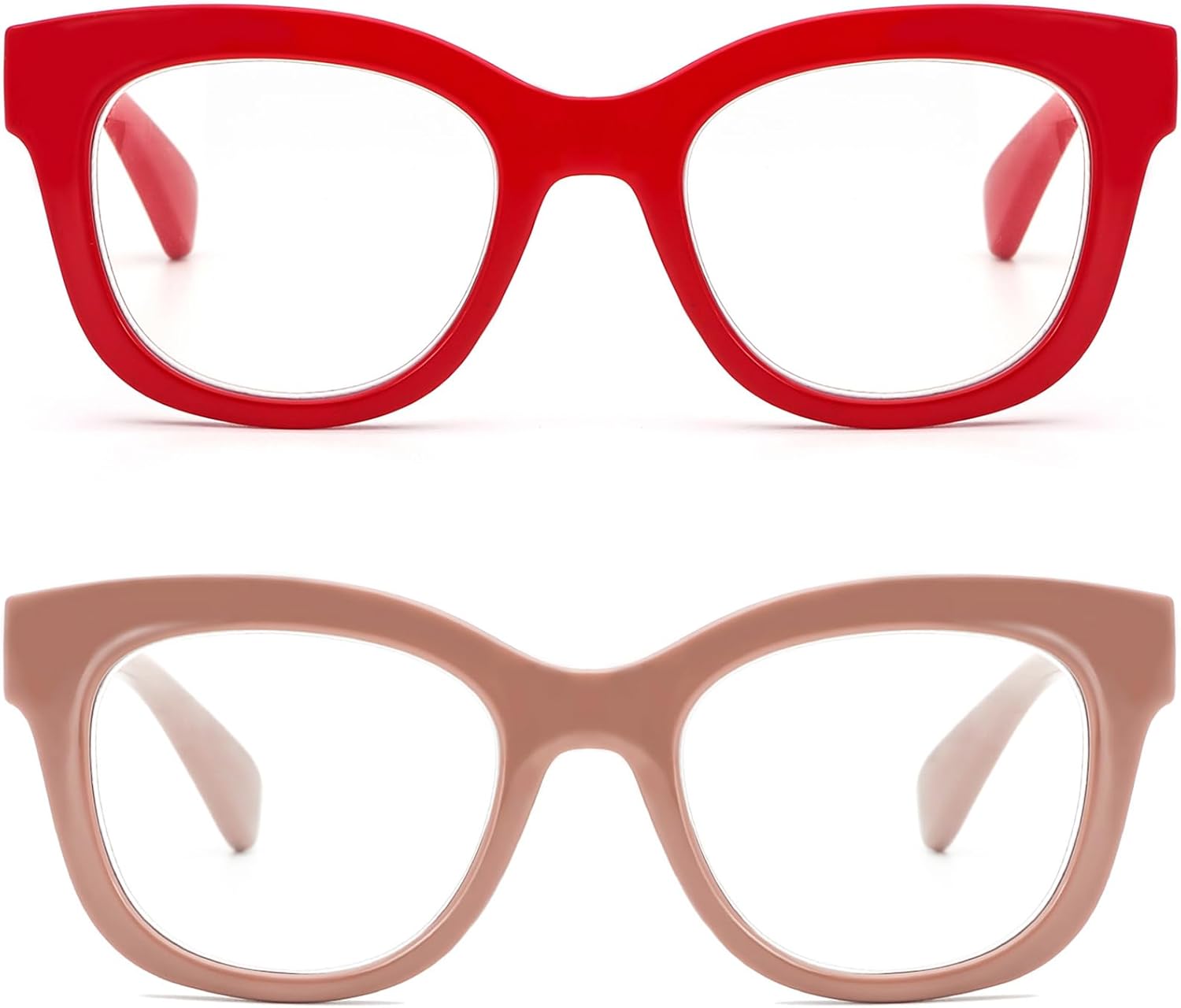 REAVEE 2 Pack Retro Oversized Reading Glasses for Women Men, Blue Light Blocking Computer Readers Stylish Spring hinge
