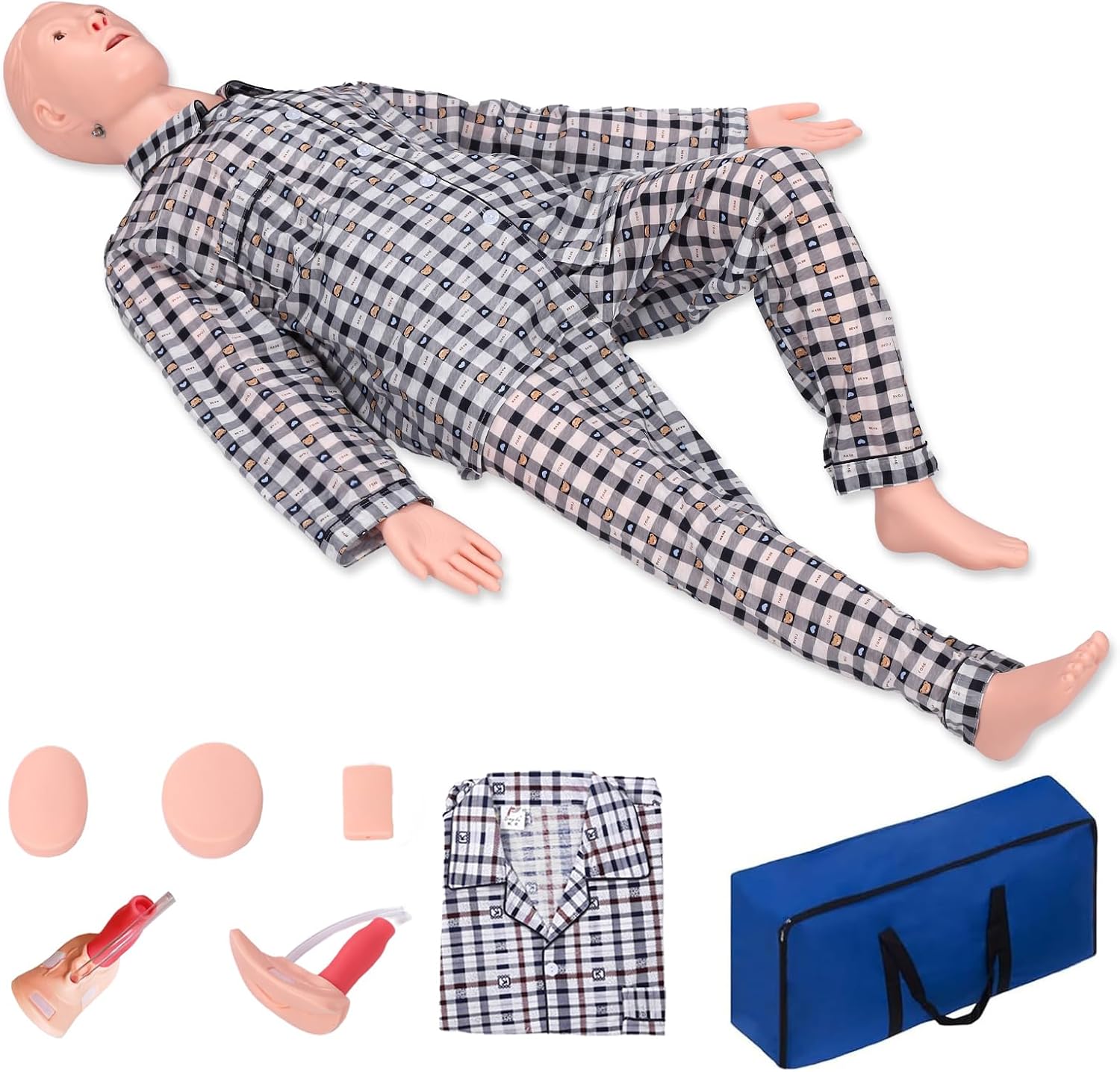 Medical Mannequin for Training, Male-Female Nursing Training Mannequin Highly Simulated Patient Care Medical Manikin with 3 Muscle Module & Patient Gown & Urinary for Teaching Pratice