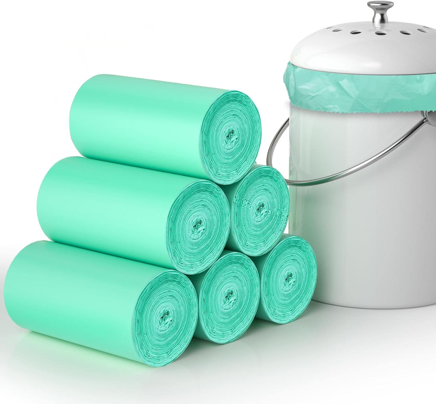 Compostable Trash Bags 1.2 Gallon 150 Packs,AYOTEE Compost Bags,Small Biodegradable Trash Bags Green Are Suitable For 1-2 Gallon And 4-8 Liter Small Trash bags can liner