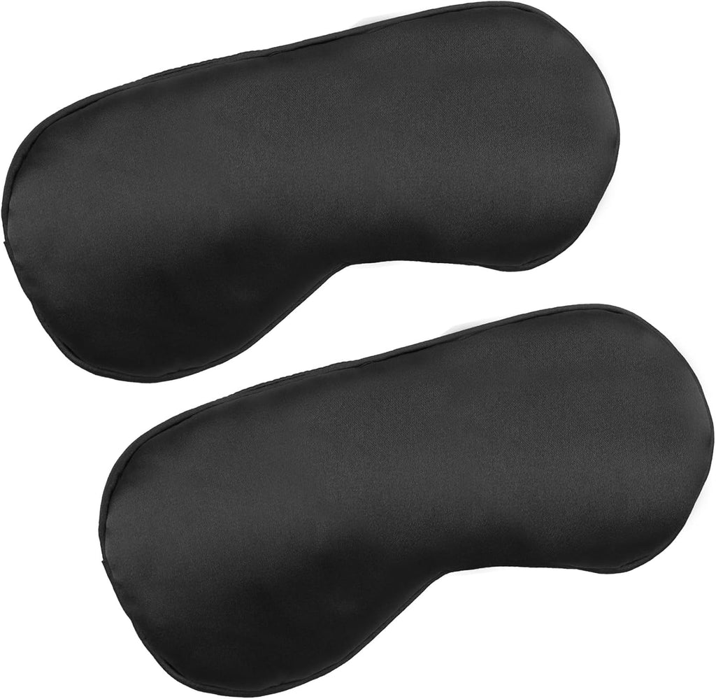 2 PCS Black Satin Sleep Masks, Adjustable Silk Eye Mask for Sleeping, Eye Sleep Shade Cover, Blind Folds Soft Breathable Blindfold for Play Party Games Airplane Travel Essentials Cover Gifts