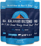 Garlic Kalahari Biltong, Air-Dried Thinly Sliced Beef, 2oz (Pack of 3), Sugar Free, Gluten Free, Keto & Paleo, High Protein Snack