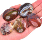 JIC Gem 5PCS Irregular Shape Ocean Jasper Palm Stones Polished Healing Crystals Pebble Stones Pocket Energy Worry Stone 1.5-1.8 inches