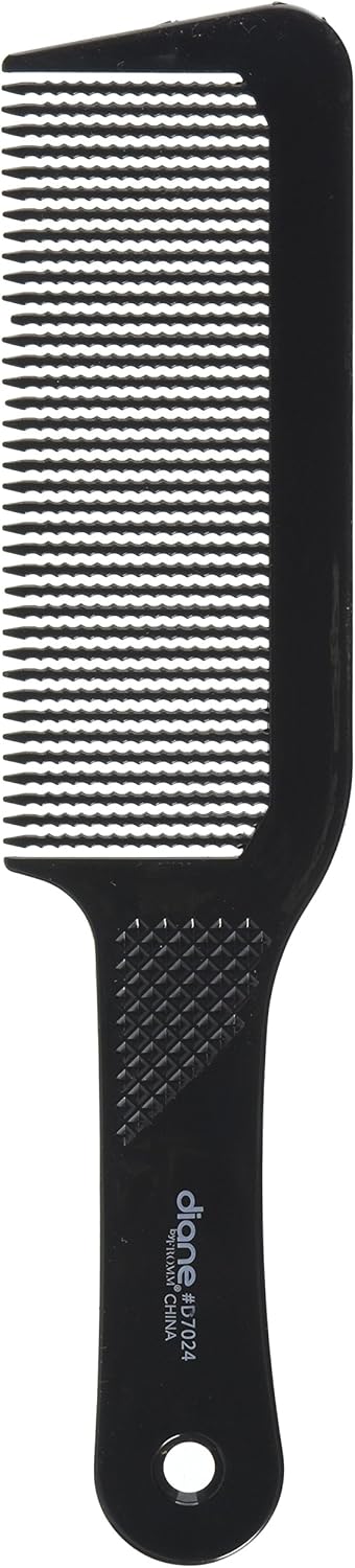 Diane Flat Top Clipper Comb – Fine Tooth, Hair-Cutting, Styling Tool for Women, Men, Hair Stylists, Barbers, Black, 9.5 Inches, D7024