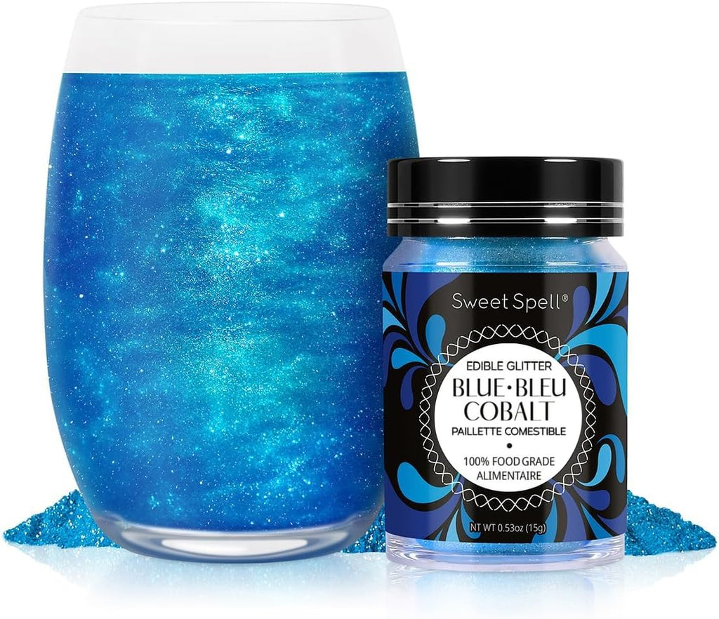 Sweet Spell Edible Glitter (15g) - Shimmer Sparkles for Drinks, Cakes, Cocktails - 100% Edible & Food Grade Glitter, Vegan, Gluten-Free (Blue)