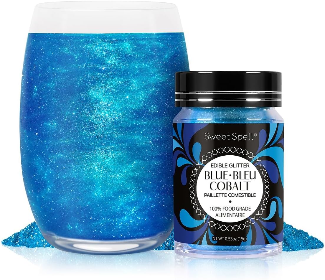 Sweet Spell Edible Glitter (15g) - Shimmer Sparkles for Drinks, Cakes, Cocktails - 100% Edible & Food Grade Glitter, Vegan, Gluten-Free (Blue)