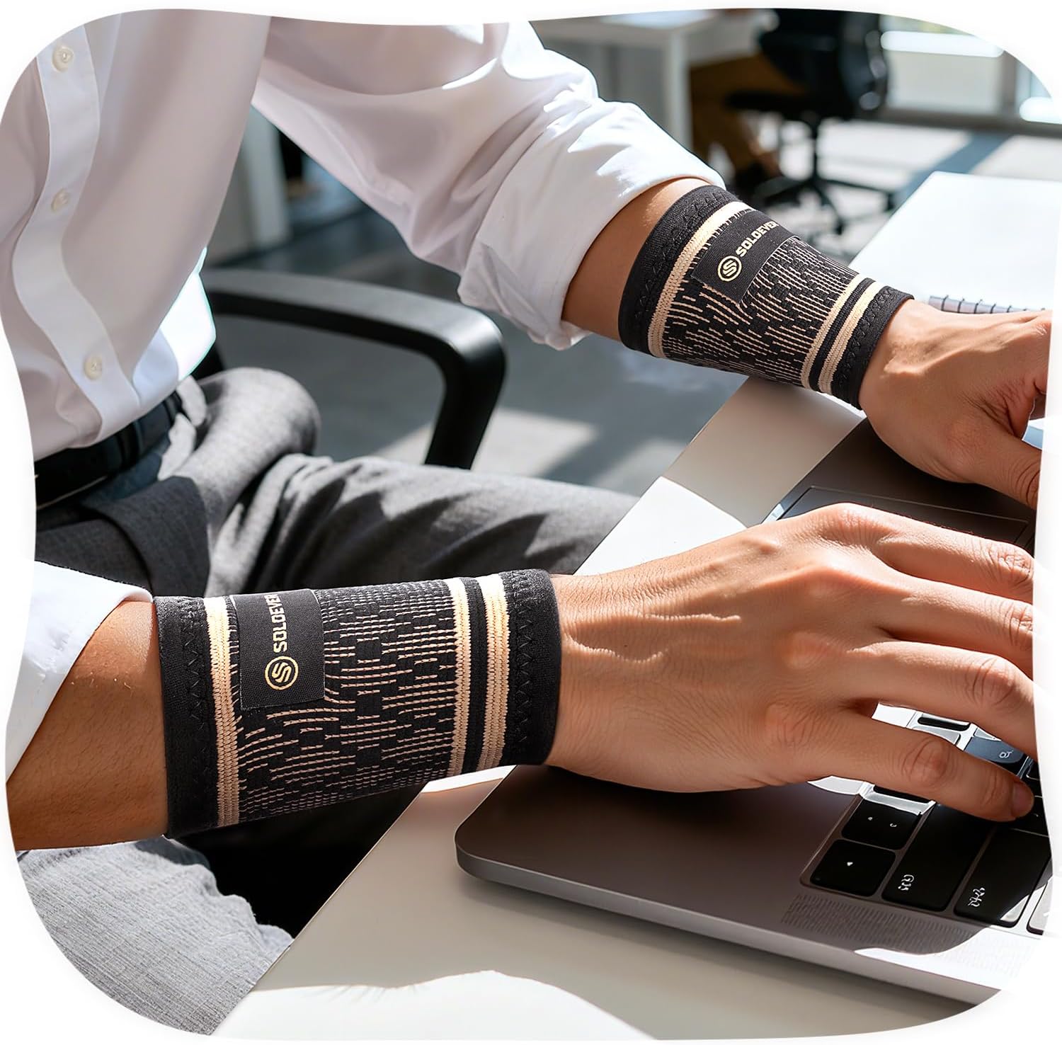 [360° Full Compression] Copper Wrist Compression Sleeve 1 Pair, [Ultra Comfort] Compression Wrist Brace for Pain Relief, Tendonitis, Arthritis, Typing, Sport, Daily Use, Wrist Support for Men & Women(M)