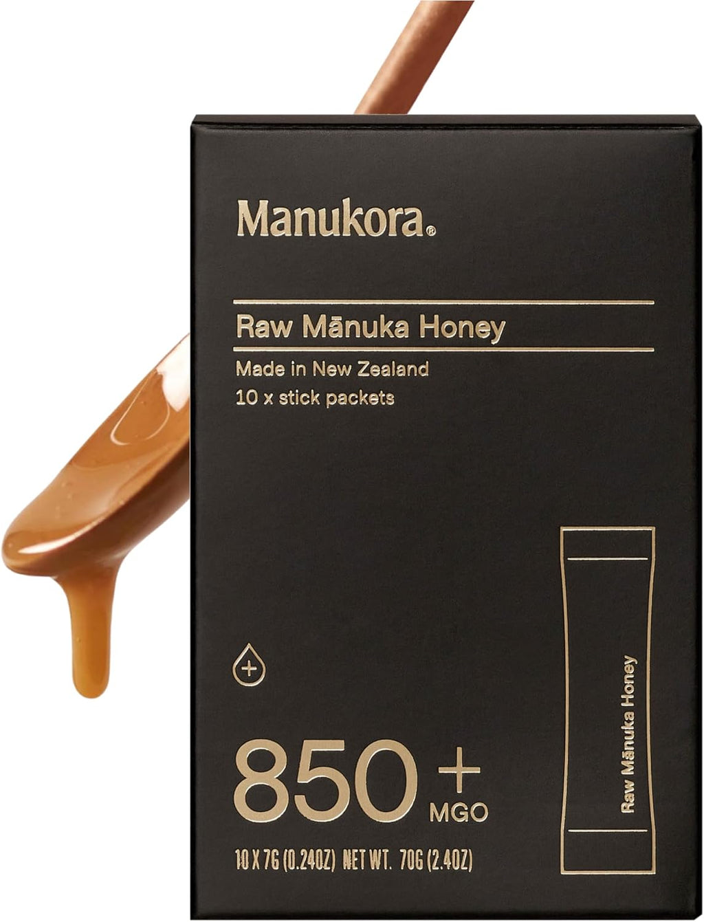Manukora UMF 20+/MGO 850+ Raw Manuka Honey - Authentic Non-GMO New Zealand Honey, UMF & MGO Certified, Traceable from Hive to Hand (0.25 Oz Stick Packets (Pack of 10)