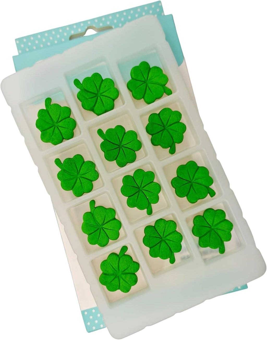 Edible 12pcs Green Shamrock Sugar cake decorations, cupcake toppers, perfect Clover Icing Cookies decro for St. Patrick's Day Birthday Halloween Thanksgiving Christmas party Team Dinner