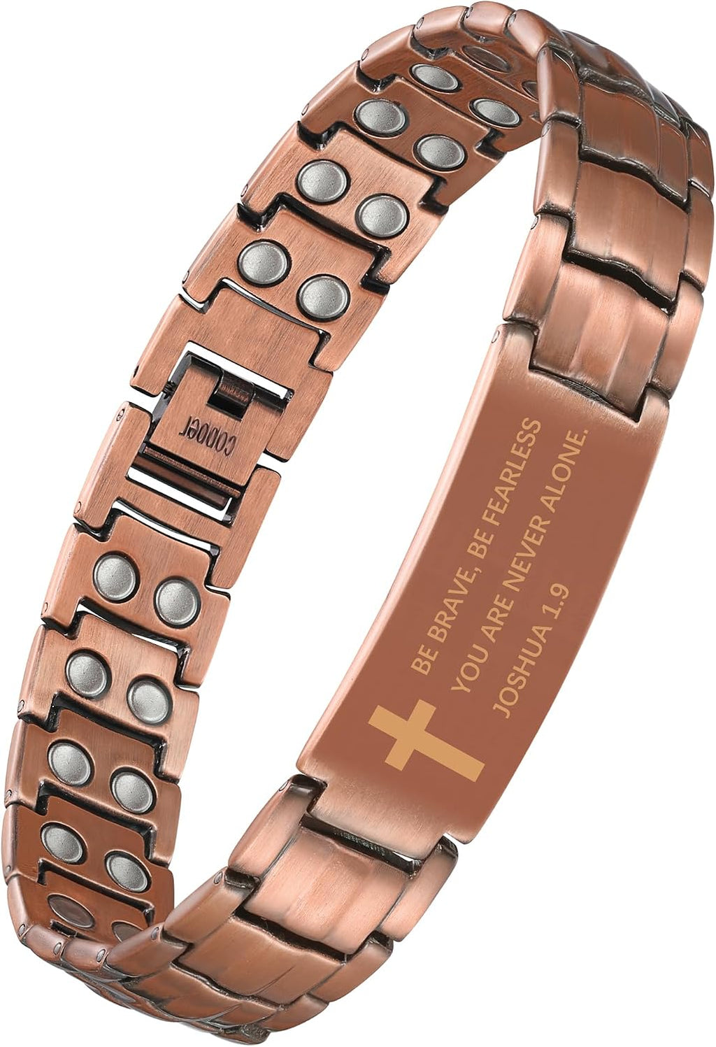 Jeracol Copper Cross Bracelet for Men, Ultra Strength Magnetic Bracelets for Men - Adjustable Copper Jewelry with Sizing Tool & Gift Box