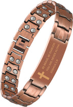Jeracol Copper Cross Bracelet for Men, Ultra Strength Magnetic Bracelets for Men - Adjustable Copper Jewelry with Sizing Tool & Gift Box