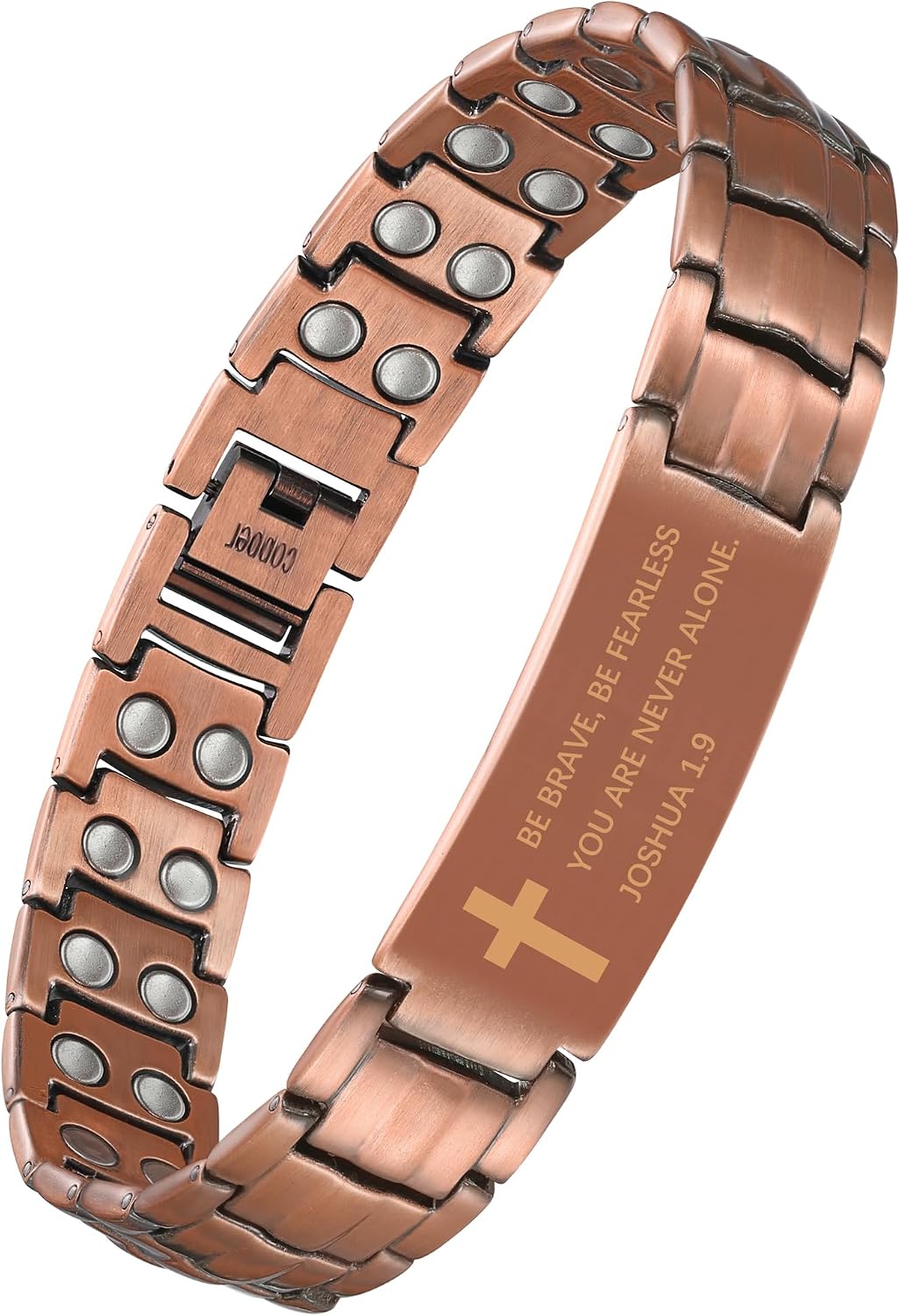 Jeracol Copper Cross Bracelet for Men, Ultra Strength Magnetic Bracelets for Men - Adjustable Copper Jewelry with Sizing Tool & Gift Box