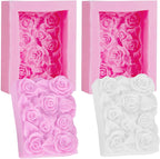 OBTANIM 2 Pcs Silicone Square Rose Flower Fondant Molds Handmade Chocolate Candy Moulds for DIY Craft Art Soap Candle Making Cake Decoration