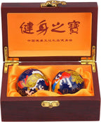 BRABUD 1.97'' Baoding Balls Hand Exercise Stress Balls with Chimes Dragon&Phoenix Pattern Blue Balls with Box Parents Gift TQZDBS80