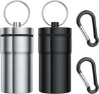 Urekt Portable Pill Case Keychain (2 Pack), Large Waterproof Aluminum Pill Box for Round Glucose Tablets & Critical Medicine, Small Pill Holder Travel Pill Container Bottle with Carabiners