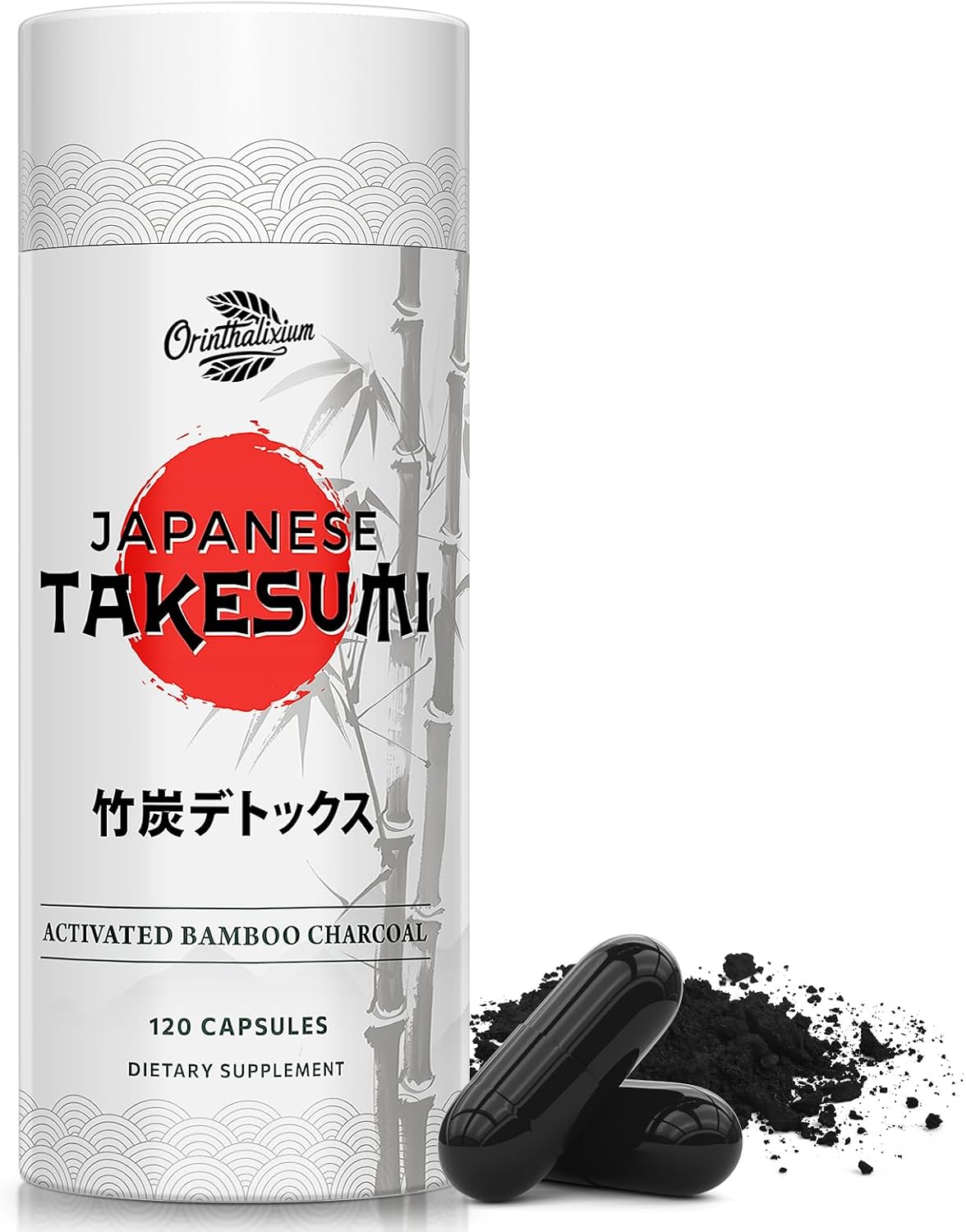 Orinthalixium Takesumi Activated Charcoal 2000mg – Activated Charcoal from Bamboo for Max Absorption, Detox & Gut, 120 Vegan Capsules