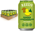 Reed's Ginger Lemongrass Functional Soda - Organic Ginger, Adaptogen Mushroom Blend, Prebiotics - 12oz Cans, 12-Pack