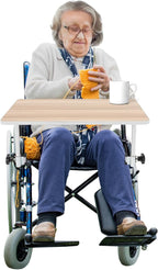 Universal Removable Wooden Wheelchair Tray - Detachable Table Accessory for Eating, Writing & Reading | Fits Adult Wheelchairs with Steel Tube Support (Natural Wood).