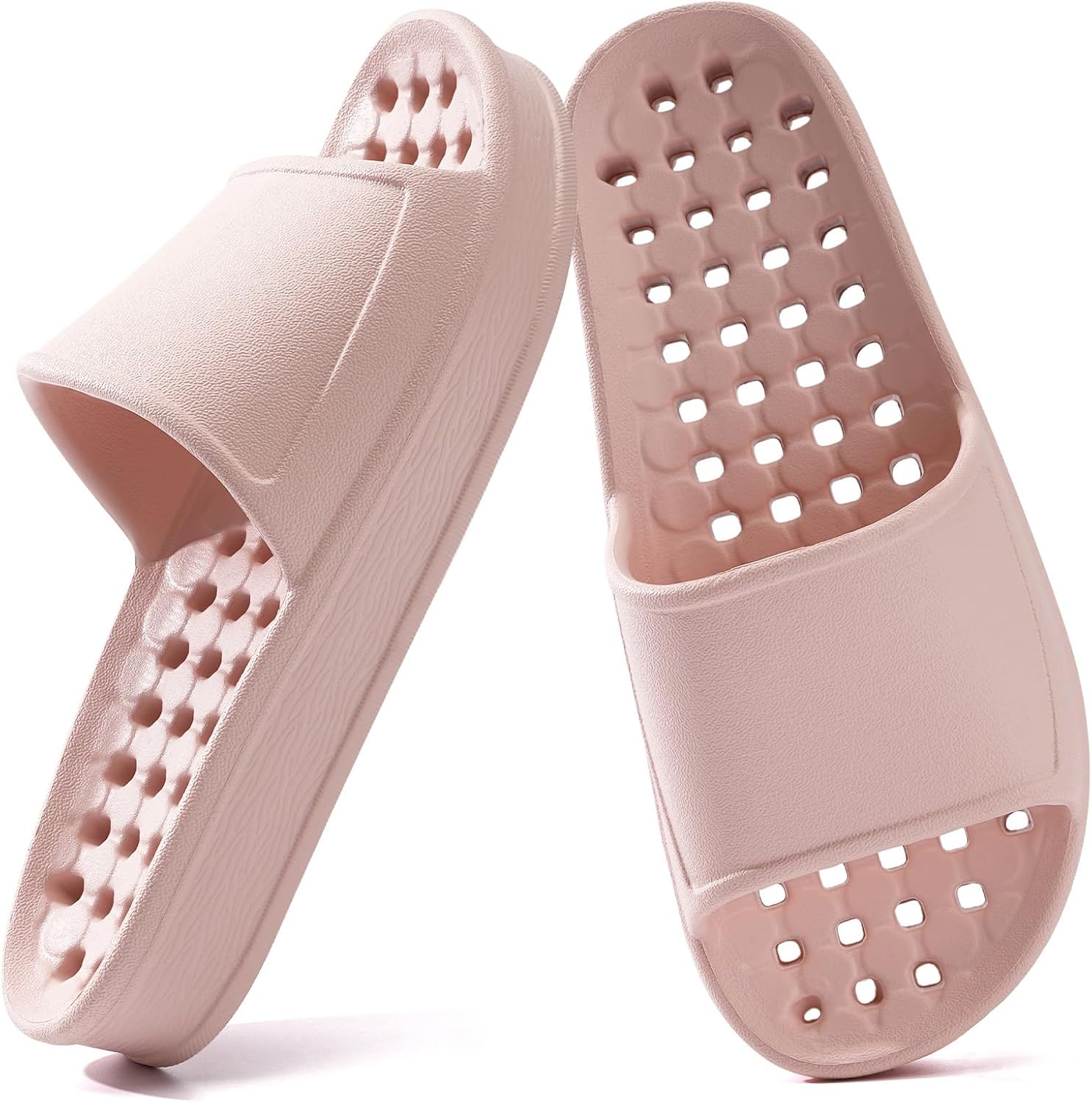 Shower Shoes for Women and Men with Drain Holes Massage Slide Sandals Soft Cushioned Anti-Slip Pool Slides Comfort Thick Soled Waterproof Gym Shower Shoes Quick Drying Bathroom Spa Slippers