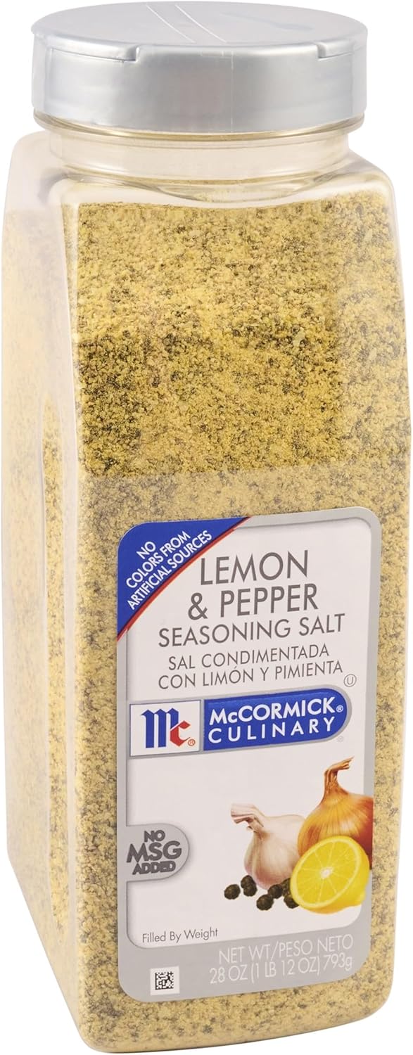 McCormick Culinary Lemon & Pepper Seasoning Salt, 28 oz - One 28 Ounce Container Lemon Pepper Seasoning, Perfect for Asparagus, Broccoli, Brussels Sprouts, Seafood and Poultry Dishes