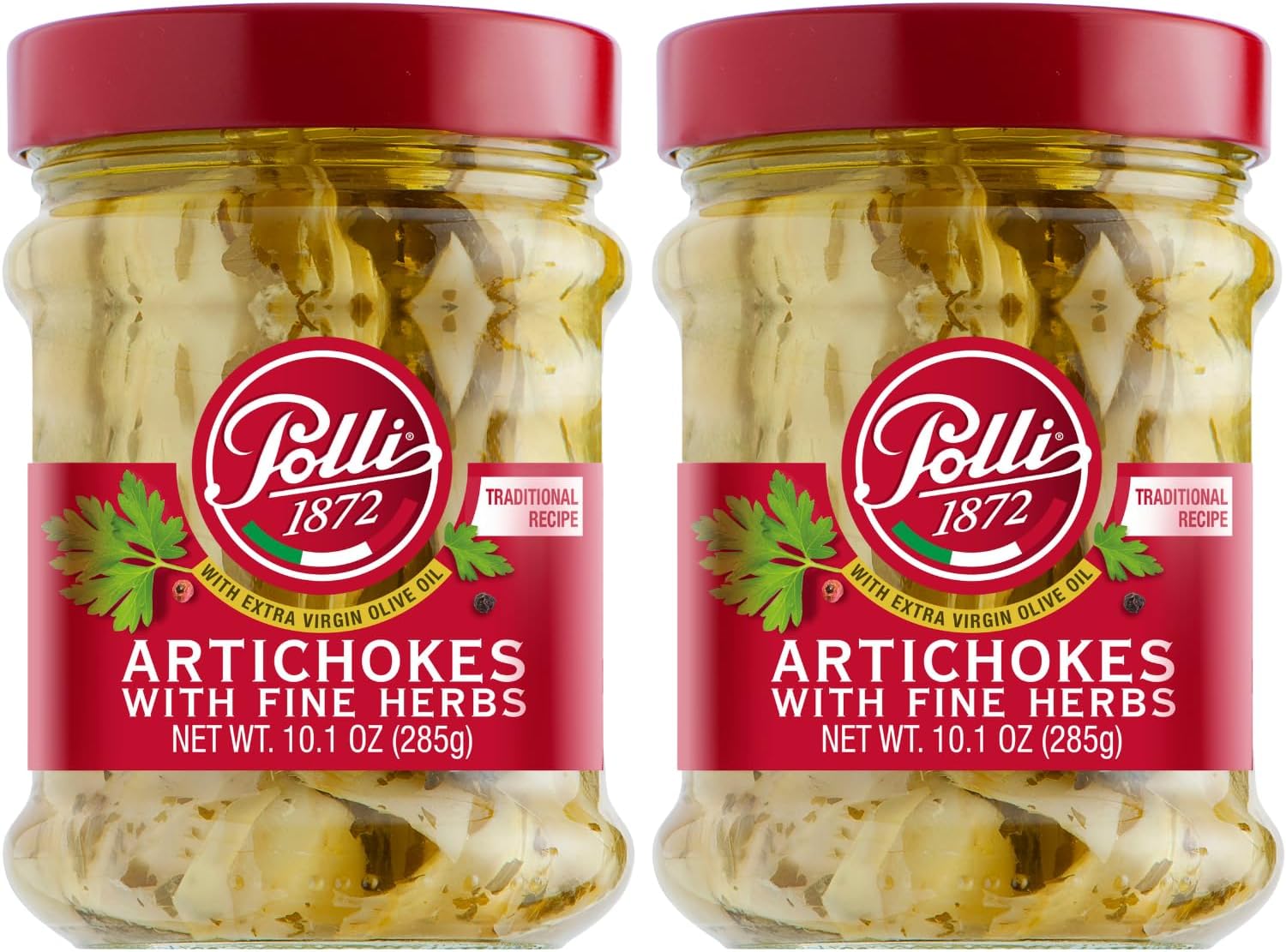 Polli Antipasto Artichokes with Fine Herbs with Extra Virgin Olive Oil | Traditional Recipe | Made In Italy - 2 Pack (10.1 oz Each)