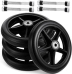 4 Pack Rubber Wheel Replacement, 6 Inch Solid Wheelchair Front Wheel with 4 Axles Rubber Rollator Wheels Replacement Anti-Slip Walker Caster Wheels Hub for Wheelchairs Rollators Walkers