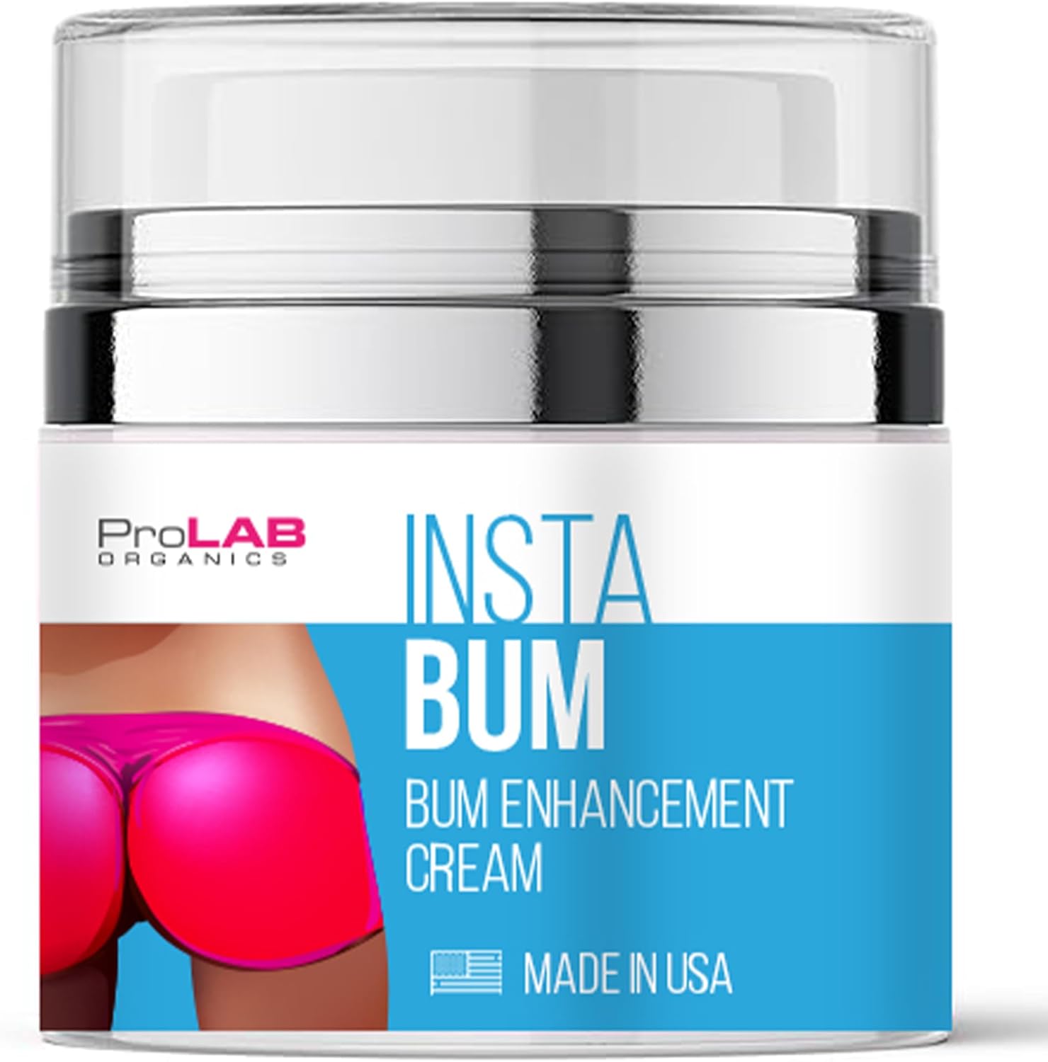 InstaBum Butt Enhancement Cream – Butt Lift and Firming for a Bigger, Rounder, Perkier Bum – Brazilian Booty Growth Cream with Voluplus, Maca, Wild Yam, and Gotu Kola – Made in USA