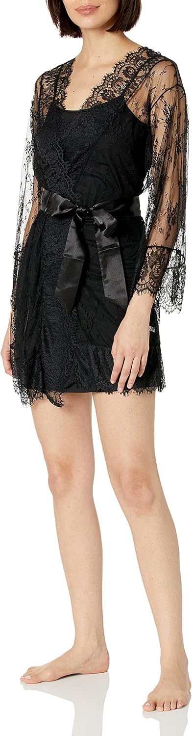 Dreamgirl Women's Romantic Lace Long-Sleeved Kimono Robe