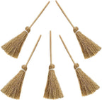 Miniature Artificial Mini Straw Brooms with Ropes Halloween Broom Dollhouse Straw Craft Decoration Witches Accessory (White)