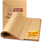 200 Pcs Parchment Paper Baking Sheets, 12x16.5 Inches Non-Stick Precut Baking Parchment, for Baking Cooking Cookie Bread and Air Fryer - Unbleached